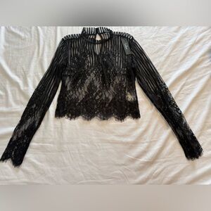 Lulu's Sheer Black Lace Blouse